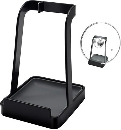 vocheer Pot Lid Holder, Stainless Steel Kitchen Organizer Rack Spoon Rest Rack Holder-Lid Stand for Utensils in Kitchen, Black