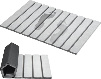 AWW Foldable Stone Bath Mat, Quick Dry Diatomaceous Earth Bath Mat with Non-Slip Mat, Super Absorbent, Easy to Clean, Compact for Small Bathrooms, 23.6 x 15.5, Light Grey by AWW