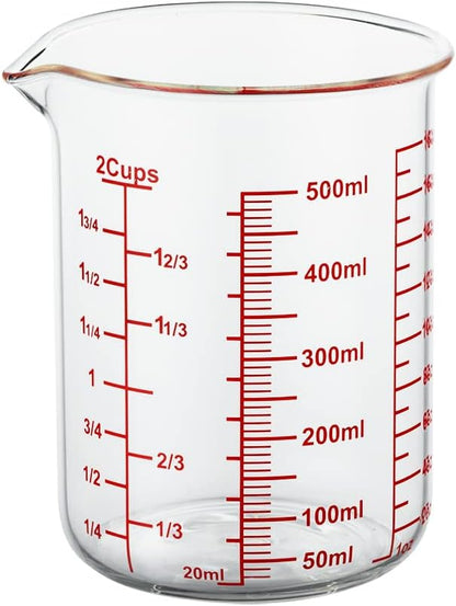 High Borosilicate Glass Measuring Cup-V-Shaped Spout，Glass Measuring Beaker for Kitchen or Restaurant, Easy to Read, 500 ML (16 Oz, 2 Cup) by AckersBORO33
