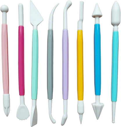 ScivoKaval Marshmallow Fondant Cake Decorating Hand Tool 12 Pcs 5 Sets Sugarcraft Gumpaste Icing Smoother Rolling Pin Trimmer Cutter Embosser Flower Scissor Modelling Accessories Supplies Kit Multi - Image 2