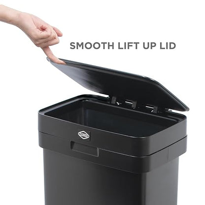 Clorox 13 Gallon Trash Can - 50L Kitchen Trash Can with Wide Step Pedal - Rectangular Black Stainless Garbage Bin with Hinged Rim and Odor Protection - Image 6
