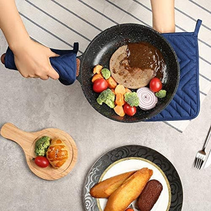 Oven Pot Holder with Pocket Cotton Heat Resistant Coaster Potholder Kitchen Hot Pad Oven Mitts for Cooking Square 7"x9"Set of 5 (Blue) - Image 7