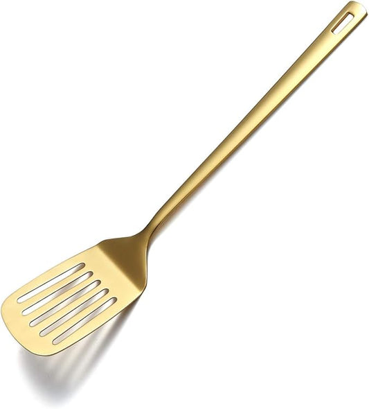 Gold Spatulas, Berglander Slotted Turner Titanium Gold Plating, Metal Turner For Cooking, Kitchen Barbecue Spatulas, Dishwasher Safe, Easy to Clean by Berglander