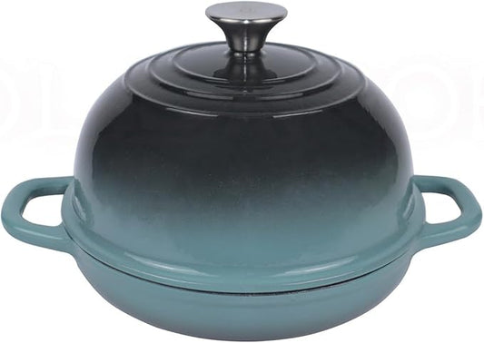 Dutch Oven for Bread Baking, Enameled Cast Iron Dutch Oven Pot with Lid, Bread Oven for Sourdough Bread Baking, Cast Iron Bread Pan, 5 qt Cyan by OLLAKOK