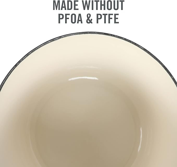 MARTHA STEWART Gatwick 7-Quart Enamel Cast Iron Dutch Oven Pot with Lid – Matte White – Durable Heavy-Duty Dutch Oven for Slow Cooking, Braising & Baking - Image 4