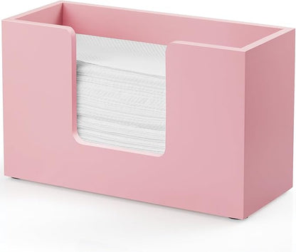 Paper Towel Dispenser Countertop, Wooden Bathroom Paper Towel Holder, Pink Napkin Holder for Kitchen, Countertop Multifold C-Fold, Z-Fold, Trifold Paper Hand Towel Dispenser for Bathroom Toilet by Bivvclaz