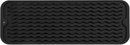 MicoYang Silicone Dish Drying Mat for Multiple Usage,Easy clean,Eco-friendly,Heat-resistant Silicone Mat for Kitchen Counter,Sink,Bar,Bottle,or Cup Black M 17 inches x 6 inches by MicoYang