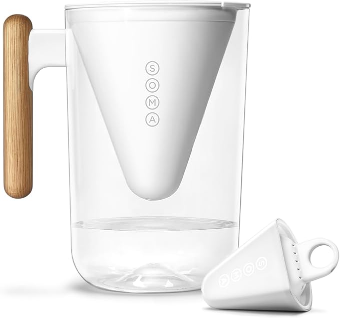 Soma by Full Circle 10-Cup Water Filter Pitcher - Beautiful Water Dispenser with Sustainable Bamboo Handle, Coconut Shell Activated Carbon Filter by FULLCIRCLE