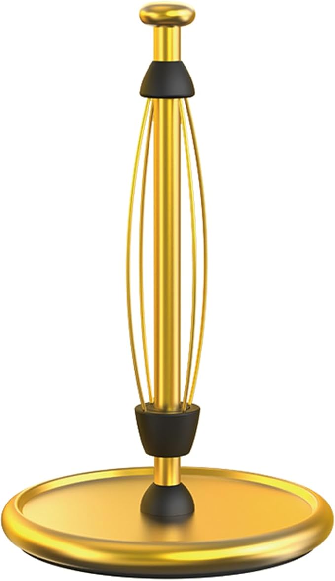 VEHHE Gold Paper Towel Holder Countertop with Weighted Base, One-Handed Tear Kitchen Towel Holder with Damping Function and EVA Non-Slip Pad for Bathroom by VEHHE