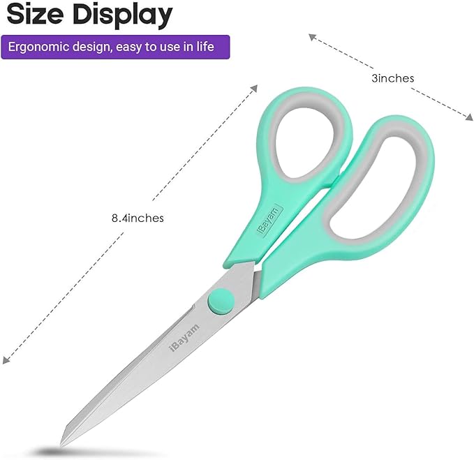 iBayam 8 '' Multipurpose Heavy Duty Scissors Bulk 36-Pack, 2.5mm Thickness Ultra Sharp Blade Shears with Comfort-Grip Handles for Household School Office Supplies, Right/Left Hand Tools - Image 2