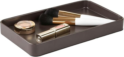 mDesign Modern Decorative Metal Guest Hand Towel Tray Holder Organizer for Disposable Paper Napkins, Jewelry, Makeup - Bathroom Vanity Sink Counter Organization - Unity Collection - Matte Brown