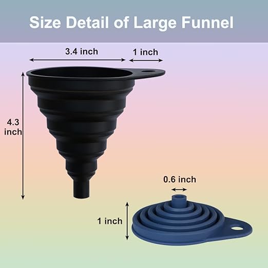 KongNai Funnels for Kitchen Use Set of 4, Silicone Collapsible Funnels for Filling Bottles, Food Grade Funnel for Liquid Powder Transfer, Foldable Kitchen Utensils - Image 2