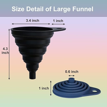 KongNai Funnels for Kitchen Use Set of 4, Silicone Collapsible Funnels for Filling Bottles, Food Grade Funnel for Liquid Powder Transfer, Foldable Kitchen Utensils - Image 2