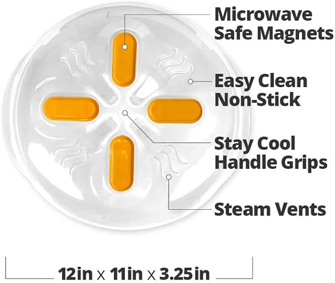 HOVER COVER Magnetic Microwave Cover for Food | Clear Microwave Splatter Cover | Microwave Plate Cover with Steam Vents | Food Grade Dish Cover | BPA-Free | Dishwasher Safe | Orange - Image 9