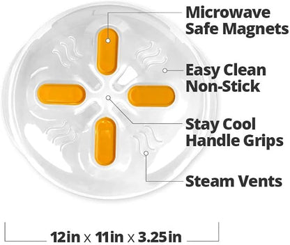 HOVER COVER Magnetic Microwave Cover for Food | Clear Microwave Splatter Cover | Microwave Plate Cover with Steam Vents | Food Grade Dish Cover | BPA-Free | Dishwasher Safe | Orange - Image 9