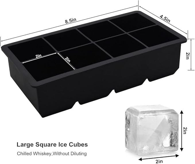 Bangp Large Ice Cube Tray for Whiskey,2 Pack Stackable Big Ice Cube Molds Make 16 Big Whiskey Ice Cubes,Easy Release Square Ice Cube Maker for Cocktails,Whiskey,Soups and Frozen Treats - Image 6
