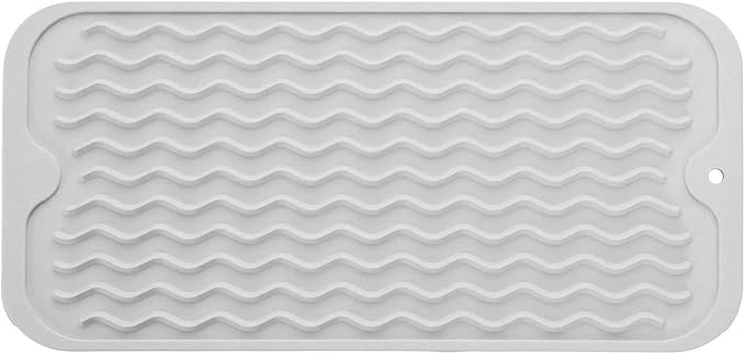 Silicone Dish Drying Mat for Multiple Usage, Easy clean, Eco-friendly, Heat-resistant Dish Drainer Mat for Kitchen Counter,Sink,Refrigerator or Drawer liner (12" x 6", Translucent) by MODENGKONGJIAN