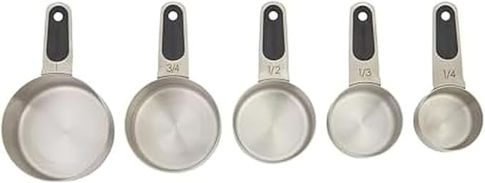 Farberware Professional Set of 5 Stainless Steel Measuring Cups, Precision and Ease in Every Scoop, Features Magnetic Handles for Easy Storage, Dishwasher Safe by Farberware