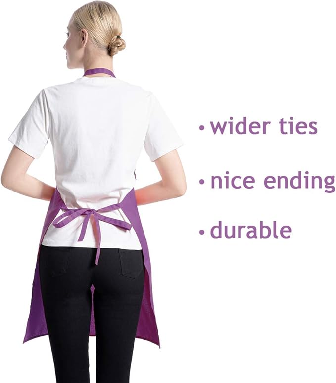 Total 12 PCS Plain Color Bib Apron Adult with 2 Front Pocket (Mixed Colour) - Image 3