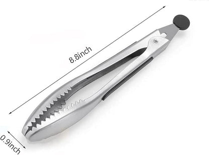 Stainless Steel Kitchen Tongs 2-Piece Set, 8.8-Inch Food Tongs, High Temperature Resistant, with Non-Slip Teeth And Non-Slip Strips, Suitable for Cooking And Grilling (Grip And Stir Food Ice Cubes) - Image 2