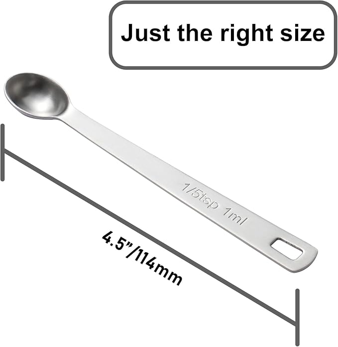 2PCS 1/5 Teaspoon(1/5tsp, 1ml) Single Tiny Measuring Spoon, Small Individual Stainless Steel Measure Spoons Only - Image 2