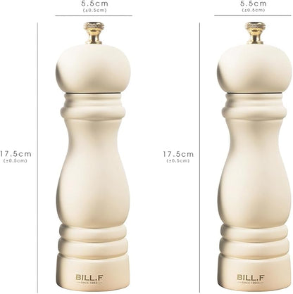 BILL.F Salt and Pepper Grinder Wooden Pepper Mill Grinder White Salt Pepper Shakers Set of 2 with Adjustable Ceramic Rotor- 7 Inch - Image 3