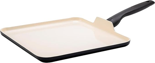 GreenPan Rio 11" Square Griddle Pan, Ceramic Nonstick Cookware, PFOA and PFAS-Free, Stay-Cool Bakelite Handle, Black