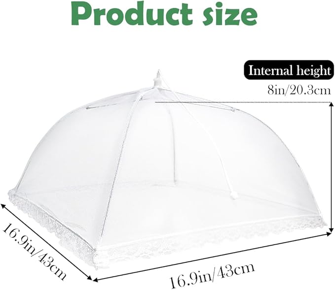 4 Pack Mesh Food Covers, Large and Tall 17x17 Pop-Up Encrypted Plate Serving Tents Reusable Collapsible Umbrella for Outdoors, Parties, Picnics, BBQ