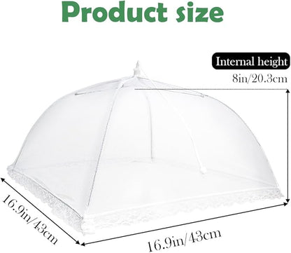 4 Pack Mesh Food Covers, Large and Tall 17x17 Pop-Up Encrypted Plate Serving Tents Reusable Collapsible Umbrella for Outdoors, Parties, Picnics, BBQ
