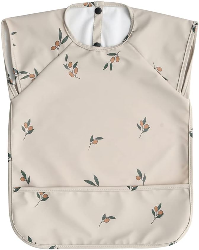 Waterproof Baby Bibs,Infant Toddler Extra Cover Feeding Bib With Food Catcher,Easy Clean & Washable