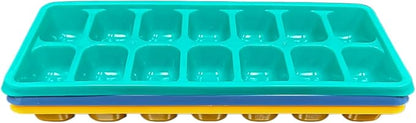 Reusable Flexible Easy Release White Ice Cube Tray, Durable Plastic Stackable Easy Twist 14 Cube Trays (3 Pack)