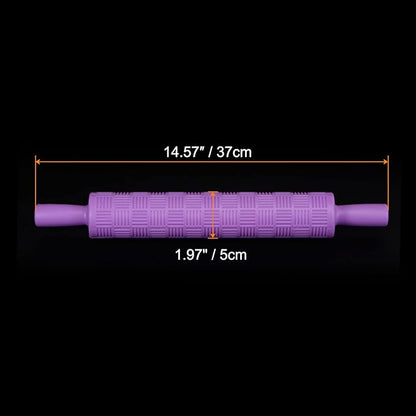 HARFINGTON Pattern Embossed Rolling Pin 14.57" x 1.97" Strip 3D Pattern PP Plastic Non-Stick Embossing Textured Rolling Pins for Baking Cookie Fondant Pastry Clay Dough, Purple