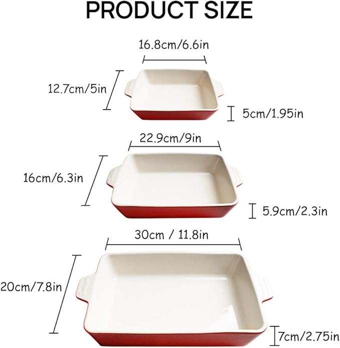 Sweejar Ceramic Bakeware Set, Rectangular Baking Dish for Oven Lasagna Pans for Cooking, Kitchen, Cake Dinner, Banquet and Daily Use, 11.8 x 7.8 x 2.76 Inches of Casserole Dishes (Black) - Image 6
