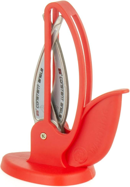 Warthog V-Sharp CURVE Professional Knife Sharpener System, 25 Degree Angle Knife Sharpener, 325 Grit Diamond Hones, Kitchen Tools, Easy to Use, Lightweight, No Adjustments, Ultra Compact, Red - Image 4