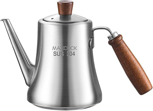 18/8 Stainless Steel Olive Oil Dispenser 500ml/16.9oz Drip-Free Pouring Oil Pot Storage Container Wooden Handle