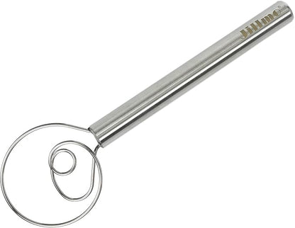 Jillmo Danish Dough Whisk, 12inch Stainless Steel Bread Whisk