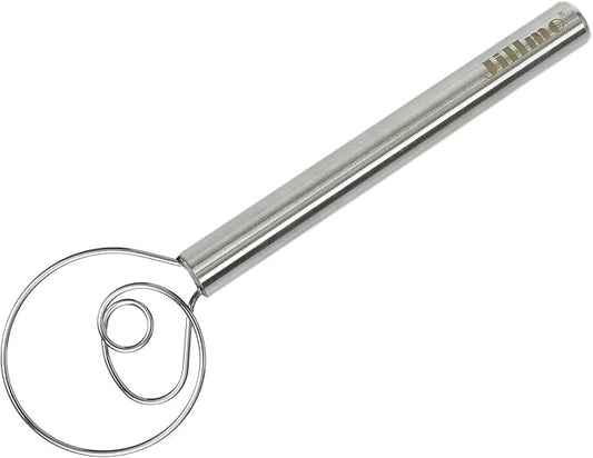 Jillmo Danish Dough Whisk, 12inch Stainless Steel Bread Whisk