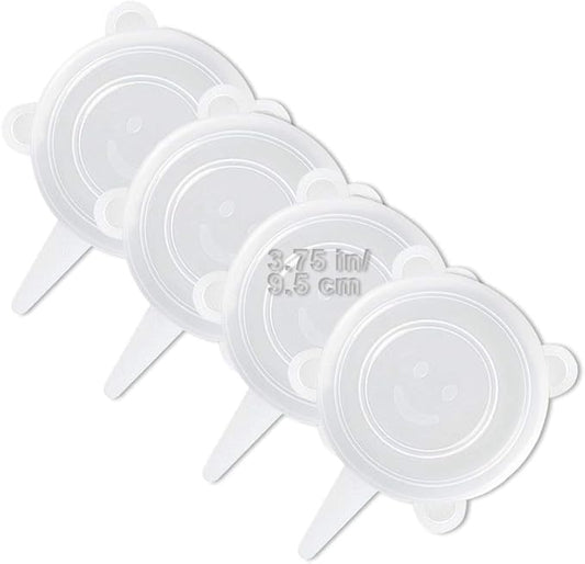 LELE LIFE 4 Pack Same Size Silicone Stretch Lids, Thicker Reusable Sturdy Silicone Container Cover, Expandable Food Storage Covers, Dishwasher and Freezer Safe, 3.75in(9.5cm)