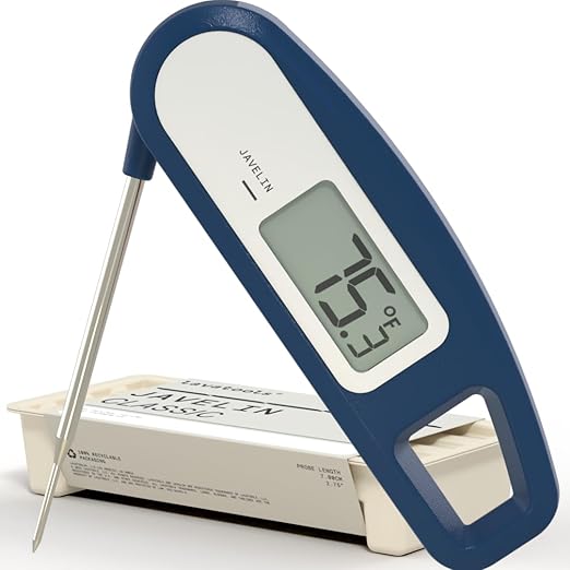 Lavatools Javelin® Ultra-Fast 3-Second Digital Instant Read Meat Thermometer for Grill and Cooking, 2.75" Probe, Compact Foldable Design, Large Display, IP65 Water Resistant, NSF Certified – Maize by Lavatools