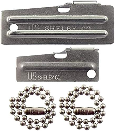 P-38 Can Opener & P-51 Can Opener with Chains, US Shelby, Stainless Steel openers Stamped with US Shelby Co. by Tag-Z