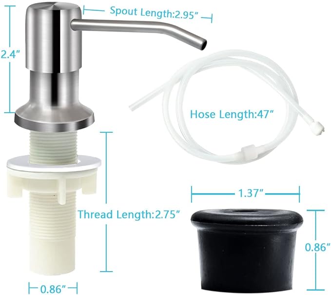 Soap Dispenser for Kitchen Sink, Brushed Nickel Countertop Soap Dispenser Pump, 47" Silicone Extension Tube Connect to The Soap Bottle Directly, Say Goodbye to Frequent Refills (Brushed Nickel) - Image 5