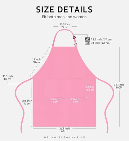 Syntus Apron for Men Women, Adjustable Cooking Kitchen Chef Aprons with 2 Pockets, Cotton/Polycotton/Polyester - Image 2