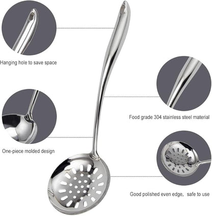 VALESKA 6PCS Stainless Steel Cooking Utensils Set,Metal Kitchen Utensils Set, Include Wok Spatula Stainless Steel,Metal Pasta Spoon and etc,Easy to Clean - Image 5