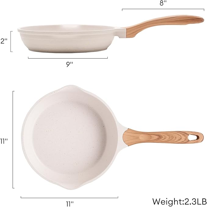 JEETEE 11 Inch Nonstick Frying Pan, Stone Coating Cookware, Nonstick Omelette Pan with Heat-Resistant Handle, Induction Skillet for Eggs - Image 9