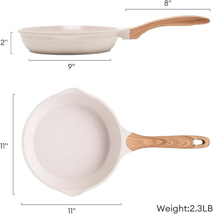 JEETEE 11 Inch Nonstick Frying Pan, Stone Coating Cookware, Nonstick Omelette Pan with Heat-Resistant Handle, Induction Skillet for Eggs - Image 9
