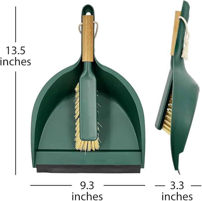 Pine-Sol Scrub Brush Cleaning Tool Set - Heavy Duty Brushes with Bamboo Handles, Dustpan, Shower Squeegee - Dishwashing, Kitchen, and Bathroom Cleaning Supplies, 6 Pieces - Image 2