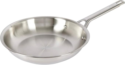 GoodCook Stainless Steel Fry Pan 10-Inch, Oven-Safe to 500F & Induction-Safe Compatible with All Stovetops 3-Layer Construction for Even Heating Non-Toxic PTFE & PFOA Free, Silver