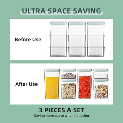 Ankou Airtight Food Storage Container Sets with Lids 6Pcs Pop Containers for Kitchen Pantry Organization BPA-Free Stackable Kitchen Storage Containers for Cereal Flour Sugar (0.5, 1.2, 1.8qt)*2 - Image 4