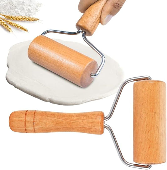 Watris Veiyi Small Rolling Pin, Wooden Dough Roller, Non-Stick Pizza Roller, Dough Baker Roller Set for Home Kitchen Baking Cooking(9.5cm/3.74in) by WatrisVeiyi