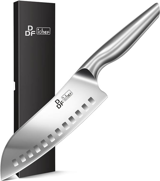 DDF iohEF Kitchen Knife, Chef's Knife In Japanese Stainless Steel Professional Santoku Cooking Knife, 7 Inch Non-slip Ultra Sharp Knife with Ergonomic Handle by DDFiohEF